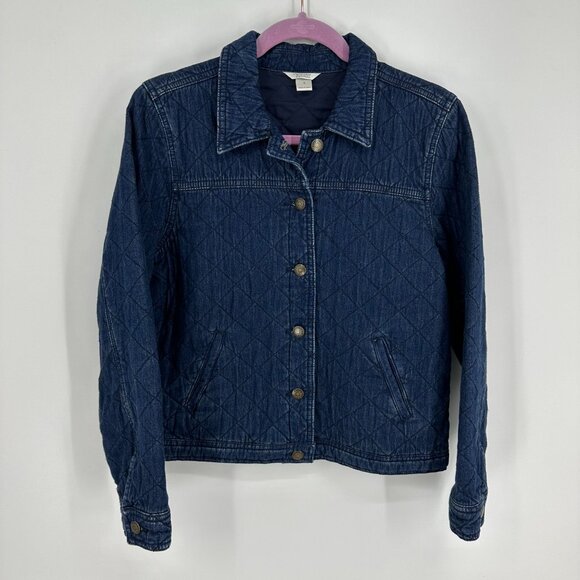 Christopher & Banks Denim Jean Jacket Womens S Quilted Button Down Cotton Blue - Picture 1 of 7